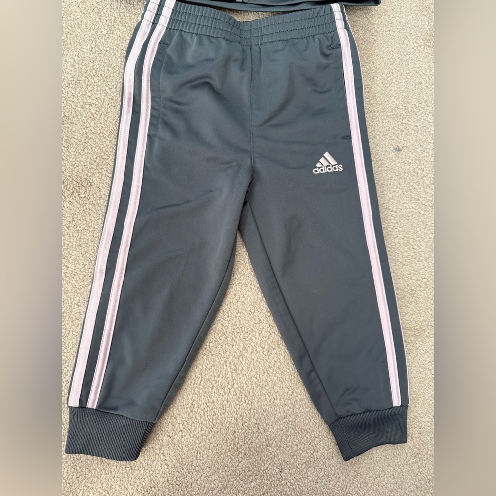 Adidas Toddler Charcoal and Light Pink Tracksuit - Picture 3 of 3